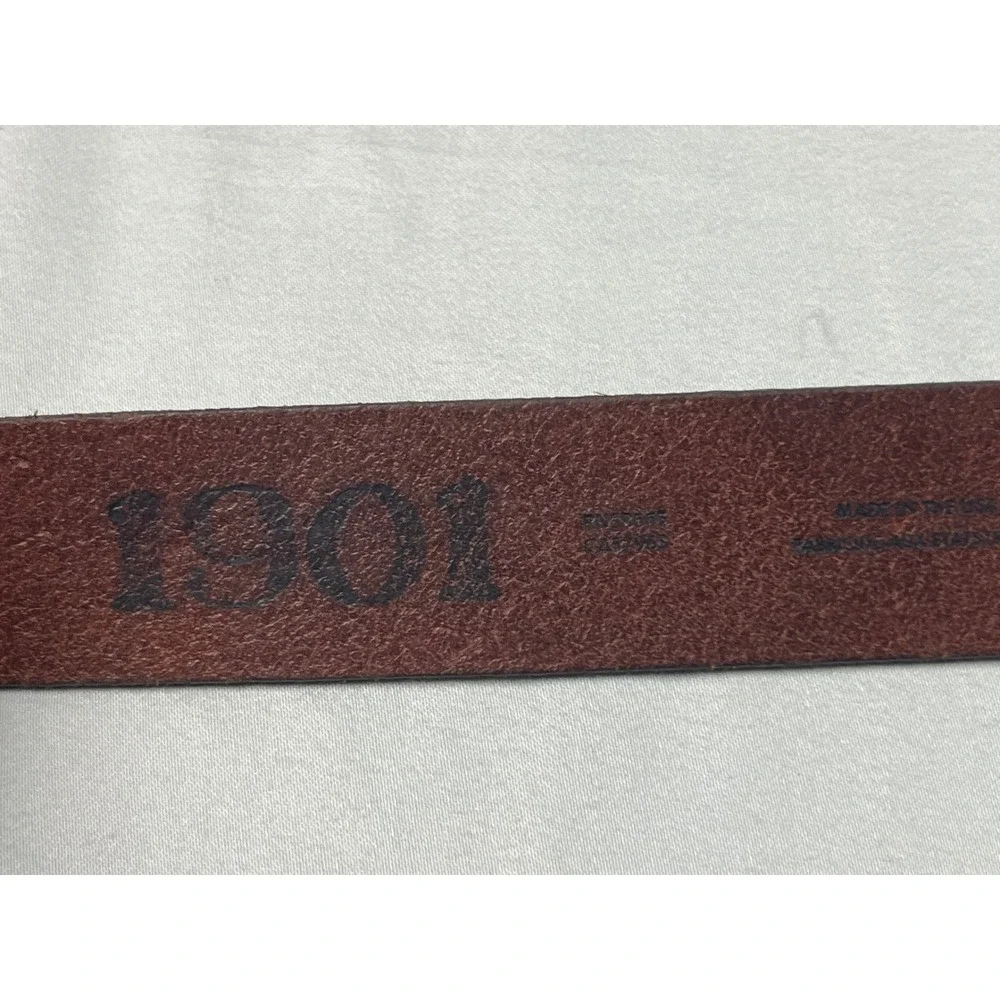 1901 Nordstrom Mens Dark Brown Perforated Leather Belt Size 36 Made in USA